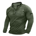 thumbnail image 1 of safuny Loose Pullover Sports Sweatshirts for Men Sales Holiday Solid Color Fashion Clearance Long Sleeve Athletic Comfy Daily Casual Stand Collar Quarter Zipper Army Green XL, 1 of 5