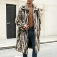 thumbnail image 1 of safuny Men Mid Long Casual Faux Mink Coat Breasted Business Faux Cozy Fur Jacket Winter Classic Fur Lapel Outerwear Multicolor L, 1 of 8