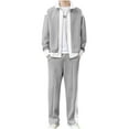 thumbnail image 1 of safuny Men Retro Windbreaker Track Suit Jacket Pant Athletic Windproof Sweat Suit Full Zipper Outfits St Collar Spring Fall Pockets Gray M, 1 of 1
