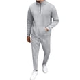 thumbnail image 1 of safuny Men Tracksuit Out 2-Piece Set Long Sleeve Waffle Quarter Zipper Shirt Pants Fashion Set Pockets Sweatsuits Spring Outfits Cotton Gray XL, 1 of 9