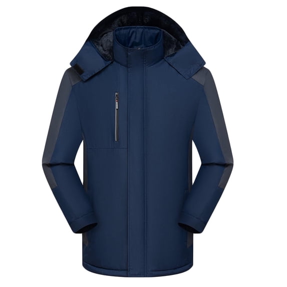 safuny Men Warm Hooded Sports Jacket Stylish Casual Long Sleeve Zipper Front Outdoor Coat Lightweight Fashion Athletic Wear Hiking Active Navy XXXL