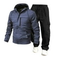 thumbnail image 1 of safuny Men's 2 Piece Hiking Fishing Tracksuits Sets Full Zip Up Hooded Jackets Straight Leg Cargo Traning Pants Set Sweatsuits Spring Outfits Pockets Green L, 1 of 1