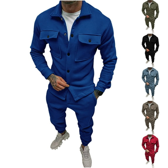 safuny Men's 2Pc Cotton Corduroy Tracksuits Jackets&Jogger Long Sleeve Athletic Suits Turndown Collar Button Outfits Causal Workout Activewear Sweatsuit Trendy Army Green