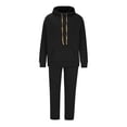 thumbnail image 1 of safuny Men's 2Pc Cotton Tracksuits Tops&Jogger Solid Color Stand Collar Quarter Button Outfits Causal Running Sports Sweatsuit Trendy Long Sleeve Athletic Suits Black XXXL, 1 of 5