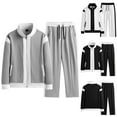 thumbnail image 1 of safuny Men's 2Pc Tracksuits Set Jackets And Pants Jogger Solid Color Full Zipper Outfits Causal Running Sports Sweatsuit Trendy Long Sleeve Jogging Athletic Suits Black, 1 of 3