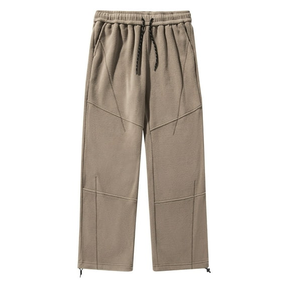 safuny Men's Activewear Drawstring Trousers Big&Tall Casual Fleece Pants Loose Sweatpants Pockets Athletic Pants Sports Workout Pants Winter Thicken Yellow XXL