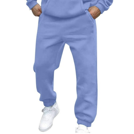 safuny Men's Activewear Solid Color Lounge Pants Casual Sports Sweatpants Fashion Drawstring Trousers Big&Tall Joggers Pants with Pockets Clearance Track Pants Blue XXL