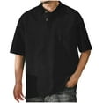 thumbnail image 1 of safuny Men's Activewear Solid Color Tees Summer Casual Workout Blouses Turn Down Collar Quarter Button Shirts Regular Business Tops Trendy Clearance Short Sleeve Pullovers Black L, 1 of 6