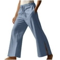 thumbnail image 1 of safuny Men's Athletic-Fit Wide Leg Pants Pockets Fashion Elastic Waist Drawstring Lounge Pants Relaxed Cotton Lined Trousers Sweatpants Casual Work Side Split Clearance Blue S, 1 of 6