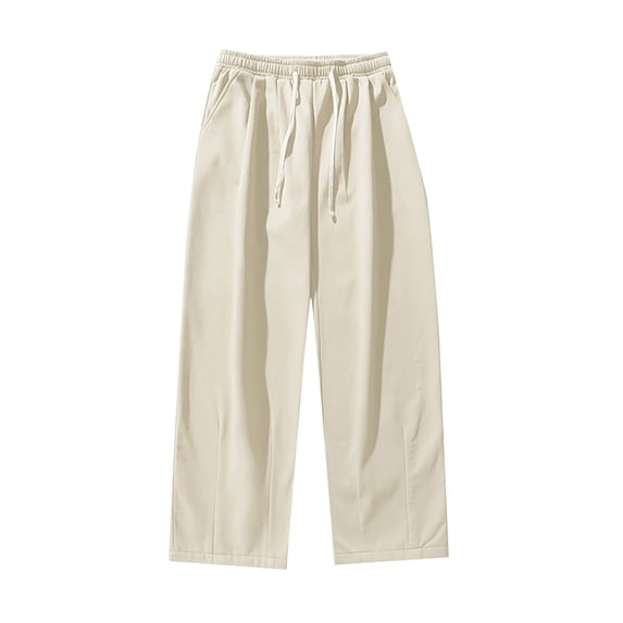 safuny Men's Athletic Pants Drawstring Cotton Casual Outdoors Pants Trousers Big&Tall Loose Cargos Sweatpants Pockets Sports Workout Pants Winter Thicken White M