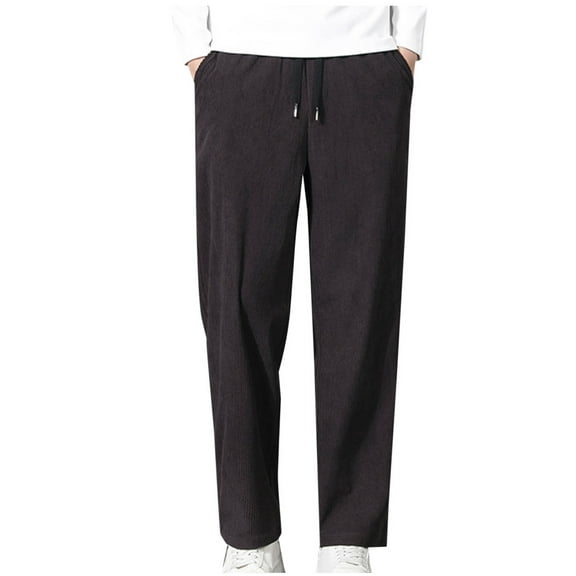 safuny Men's Athletic Pants Drawstring Cotton Loose Sweatpants Pockets Joggers Trousers Running Big&Tall Casual Corduroy Pants Activewear Sports Workout Pants Brown L