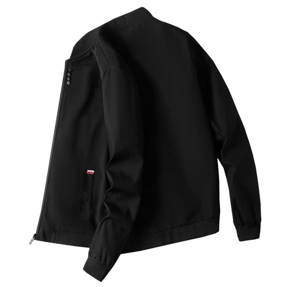 safuny Men's Baseball Outwear Fall Winter Long Sleeve Coat Windproof Fashion Zipper Stand Collar Cardigans Casual Loose Lightweight Motorcycle Jackets Big&Tall Black XXL