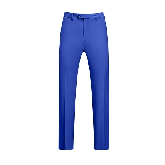 safuny Men's Button Straight Leg Sweatpants Relaxed Trousers Casual Work Dress Pants Flat Front Pant Pockets Activewear Fashion Elastic Waist Lounge Pants Blue XXL