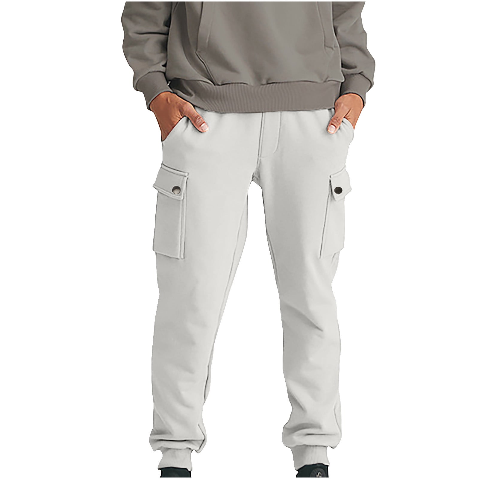 safuny Men's Cargo Joggers Wide Leg Pants Sweatpants Buttons with ...