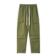 thumbnail image 1 of safuny Men's Cargo Pants Elastic Waist Athletic Drawstring Full Length Pants Clearance Workout Relaxed Fitted Joggers Quick Drying Sweatpants Casual Pocket Trousers Big Men's Green M, 1 of 7
