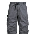 thumbnail image 1 of safuny Men's Cargo Shorts Activewear Capri Shorts Cropped Trousers Summer Elastic Waist Pants Beach Cotton Zipper Buttons Lightweight with Pockets Solid Color Workout Causal Dark Gray XL, 1 of 6