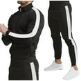 thumbnail image 1 of safuny Men's Casual Active Tracksuits Full Zip Sports Jogging Suits Sets Athletic Running 2 Piece Sweatsuits with Zip Pockets Spring Knitted Outfits Cotton Black XXL, 1 of 5