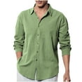 thumbnail image 1 of safuny Men's Casual Business Loose Stylish Tops Big&Tall Solid Color Pullovers Button Clearance Turn Down Collar Suit Shirts Fashion Long Sleeve Tees Workout Green XXXL, 1 of 6