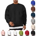 thumbnail image 1 of safuny Men's Casual Drop Shoulder Loose Shirts Big&Tall Solid Color Pullover Crew Neck Sweatshirts Workout Long Sleeve Tops Fashion Black L, 1 of 7