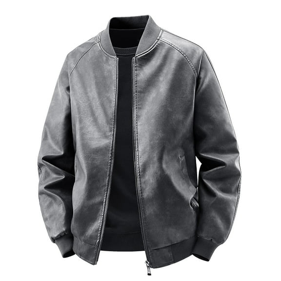 safuny Men's Casual Faux Suede Jacket Crewneck Full Zip up Vintage Lightweight Jackets Outerwear with Pockets Waterproof Windbreak Coat Gray XXXXXXL