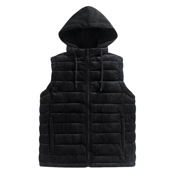 safuny Men's Casual Hooded Sleeveless Jacket Zipper Pockets Removable Warmth Control Heating Blocks Outdoor Fashion Outerwear Winter Wear Black XXXL