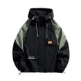 thumbnail image 1 of safuny Men's Casual Hooded Zip Up Jacket Long Sleeve Solid Color Block Letter Print able Daily Wear Stylish Fashionable Outerwear Suitable for Outdoor and Parties Black XL, 1 of 9