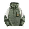 thumbnail image 1 of safuny Men's Casual Hooded Zip Up Jacket Long Sleeve Solid Color Block Letter Print able Daily Wear Stylish Fashionable Outerwear Suitable for Outdoor and Parties Army Green L, 1 of 3