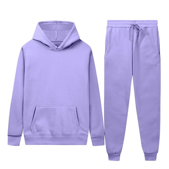 safuny Men's Casual Joggers Pants Drawstring Pullover Lounge Sets Long Sleeve Tracksuits Fall Winter Crew Neck Sweatshirts Relaxed 2 Piece Hoodie Outfits Big&Tall Purple XXXL