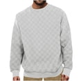 thumbnail image 1 of safuny Men's Casual Knitted Sweaters Loose Shirts Big&Tall Workout Crew Neck Sweatshirts Long Sleeve Tops Plaid Pullover Fashion White XXXL, 1 of 6