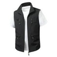 thumbnail image 1 of safuny Men's Casual Lightweight Stand Collar Multi Pocket Cargo Outdoor Sleeveless Jacket Stylish Fashion Great for Daily Wear able Breathable Patchwork Black XXXXXL, 1 of 5
