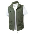 thumbnail image 1 of safuny Men's Casual Lightweight Stand Collar Multi Pocket Cargo Outdoor Sleeveless Jacket Stylish Fashion Great for Daily Wear able Breathable Patchwork Army Green L, 1 of 8