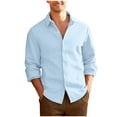 thumbnail image 1 of safuny Men's Casual Long Sleeve Button-Up Top Fashionable Soft able Zipper Coat Unique Texture Suitable for Work Home Outdoor All Seasons Light Blue S, 1 of 4