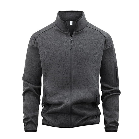 safuny Men's Casual Long Sleeve Stand Collar Jacket Lightweight Breathable Zipper Pockets able Elastic Fabric Outdoor Activewear Hiking Camping Black M