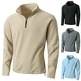 thumbnail image 1 of safuny Men's Casual Loose Shirts Big&Tall Solid Color Pullover Stand Collar Sweatshirts Half Zipper Long Sleeve Tops Fashion Workout Beige L, 1 of 9