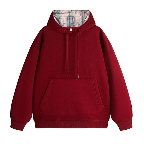 safuny Men's Casual Loose Shirts Fall Winter Hoodie Sweatshirts with Pockets Big&Tall Stand Collar Pullover Fashion Long Sleeve Tops Solid Color Outwear Workout Red L