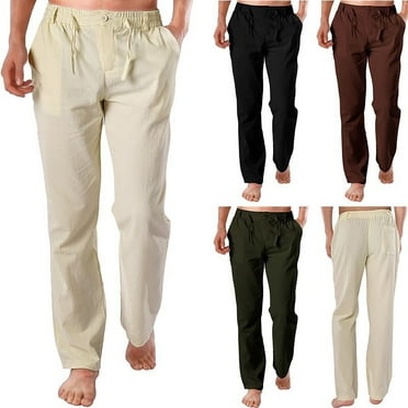 safuny Men's Casual Pants Loose Sweatpants Drawstring Solid Color Athletic Pants Sports Workout Pants Elastic Waist Trousers Big&Tall Activewear Beige L