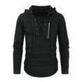 thumbnail image 1 of safuny Men's Casual Relaxed Fitted Slim Hoodie Tops V Neck Lacing Shirts Fall Fashion Long Sleeve Blouses Solid Color Zipper Pullovers Workout Black S, 1 of 7