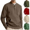 thumbnail image 1 of safuny Men's Casual Sports Activewear Loose Tops Pockets Big&Tall Long Sleeve Shirts V Neck Sweatshirts Button Fashion Outwear Solid Color Pullover Green L, 1 of 4