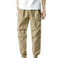 thumbnail image 1 of safuny Men's Casual Work Athletic-Fit Cargos Joggers Pants Pockets Fashion Relaxed Baggy Cotton Lined Trousers Sweatpants Zipper Drawstring Lounge Pants Yellow L, 1 of 4
