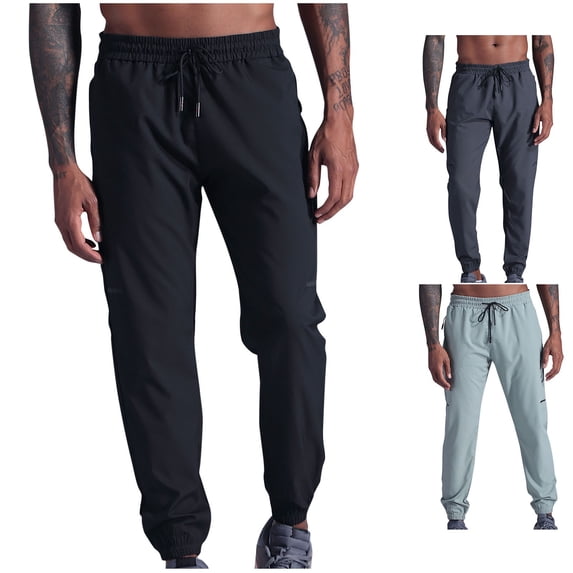 safuny Men's Casual Work Gym Sports Track Pants Athletic-Fit Pants Sweatpants Fashion Relaxed Trousers Activewear Elastic Waist Drawstring Lounge Pants Black L