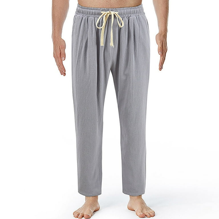 safuny Men s Casual Work Track Pants Pants Relaxed Lightweight Cotton Lined Trousers Straight Leg Sweatpants Clearance Elastic Waist Drawstring Lounge Pants Fashion Gray XXL Walmart