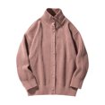 thumbnail image 1 of safuny Men's Classic Cardigan Sweaters Stand Collar Slim Casual Knitted Sweater long sleeve button Pink M, 1 of 4