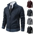 thumbnail image 1 of safuny Men's Classic Cardigan Sweaters Stand Collar Slim Casual Knitted Sweater long sleeve zipper Black L, 1 of 5