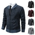 thumbnail image 1 of safuny Men's Classic Cardigan Sweaters Stand Collar Slim Casual Knitted Sweater long sleeve zipper Black L, 1 of 5