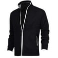 thumbnail image 1 of safuny Men's Classic Cardigan Sweaters Stand Collar Slim Casual Knitted Sweater long sleeve zipper Black S, 1 of 3