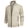 thumbnail image 1 of safuny Men's Classic Cardigan Sweaters Stand Collar Slim Casual Knitted Sweater long sleeve zipper Yellow XL, 1 of 3
