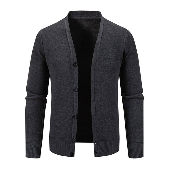 safuny Men's Classic Cardigan Sweaters v neck Slim Casual Knitted Sweater long sleeve button Gray XL