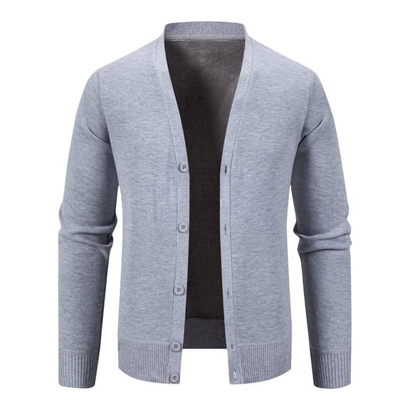 safuny Men's Classic Cardigan Sweaters v neck Slim Casual Knitted Sweater long sleeve button Gray XXXXL
