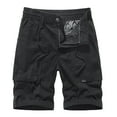 thumbnail image 1 of safuny Men's Classic Cargo Stretch Shorts Dungarees Trendy Trousers Athletic Outwear Work Solid Color Pocket Activewear Holiday Casual Outdoors Sports Mid Waist Zipper Black S, 1 of 3