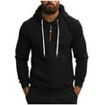 thumbnail image 1 of safuny Men's Solid Color Pullover Casual Workout Loose Hoodies Shirts Big&Tall Fashion Crew Neck Sweatshirts Zipper Long Sleeve Tops Black XXXL, 1 of 9